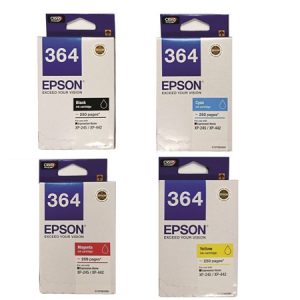 Singapore Original Epson 364 Black (C13T364190) and Cyan (C13T364290) and Magenta (C13T364390) and Yellow (C13T364490) Ink For Printer: XP-245, XP-442