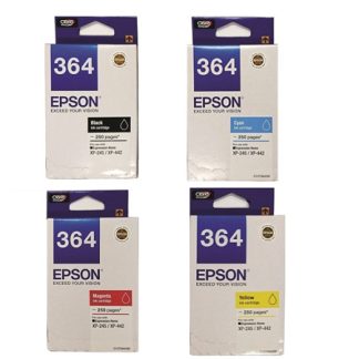 Singapore Original Epson 364 Black (C13T364190) and Cyan (C13T364290) and Magenta (C13T364390) and Yellow (C13T364490) Ink For Printer: XP-245, XP-442